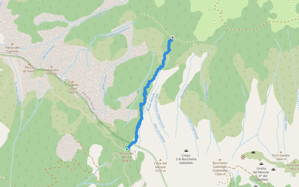 Boale Mesole walking route map in Lovati