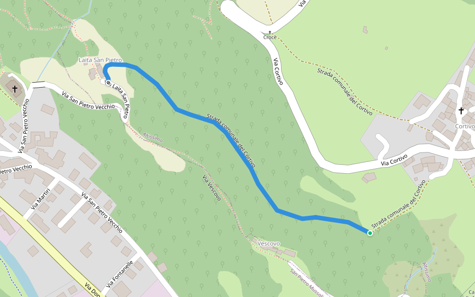 Strada comunale del Cortivo walking route map in Cortivo