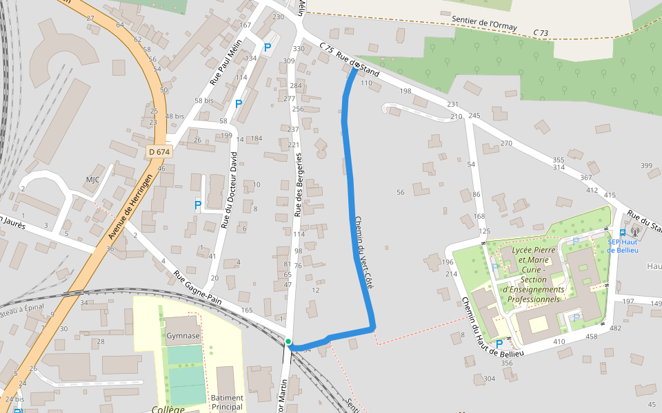 Chemin du Vert-Côté walking route map in Neufchâteau