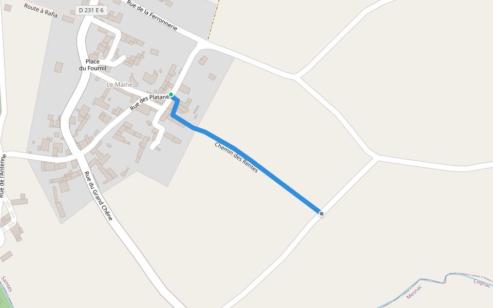 Chemin des Rentes walking route map in Le Seure