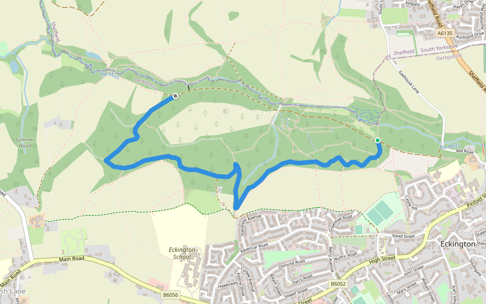 Lady Ida's Drive walking route map in Eckington