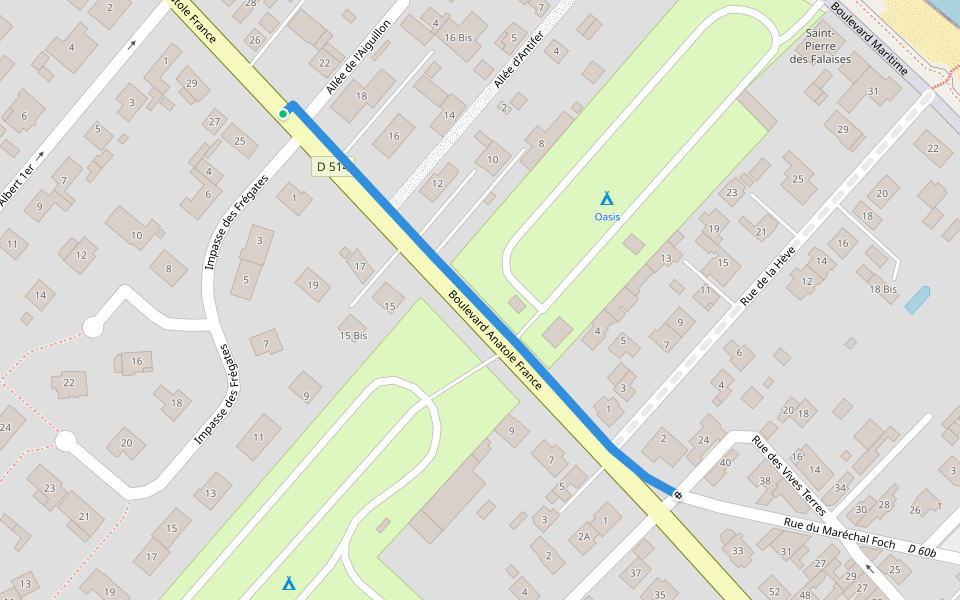 Boulevard Anatole France walking route map in Lion-sur-Mer