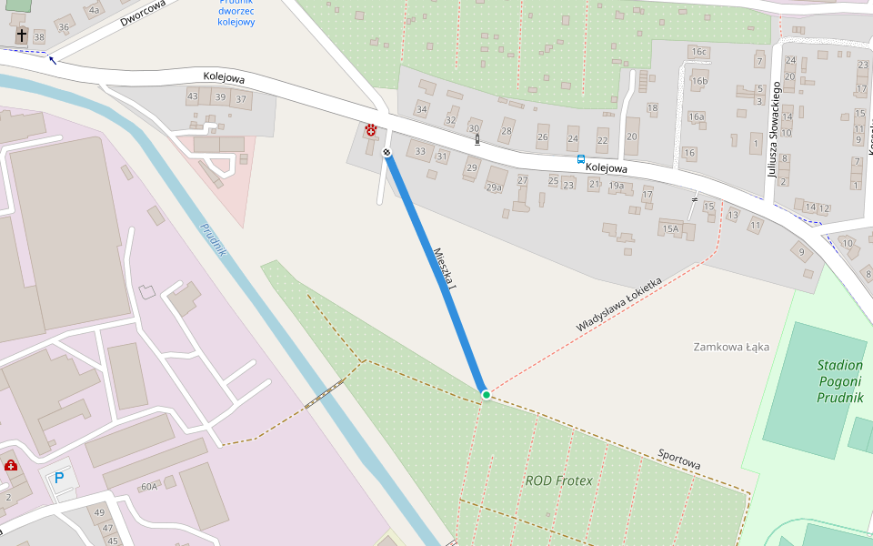 Mieszka I walking route map in Prudnik