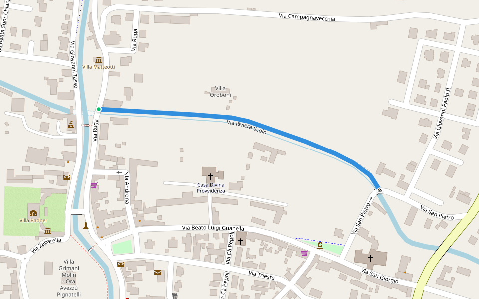 Via Riviera Scolo walking route map in Fratta Polesine