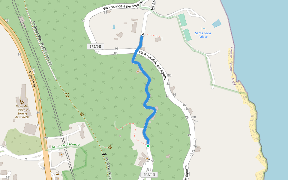 Via Balestrate walking route map in Acireale