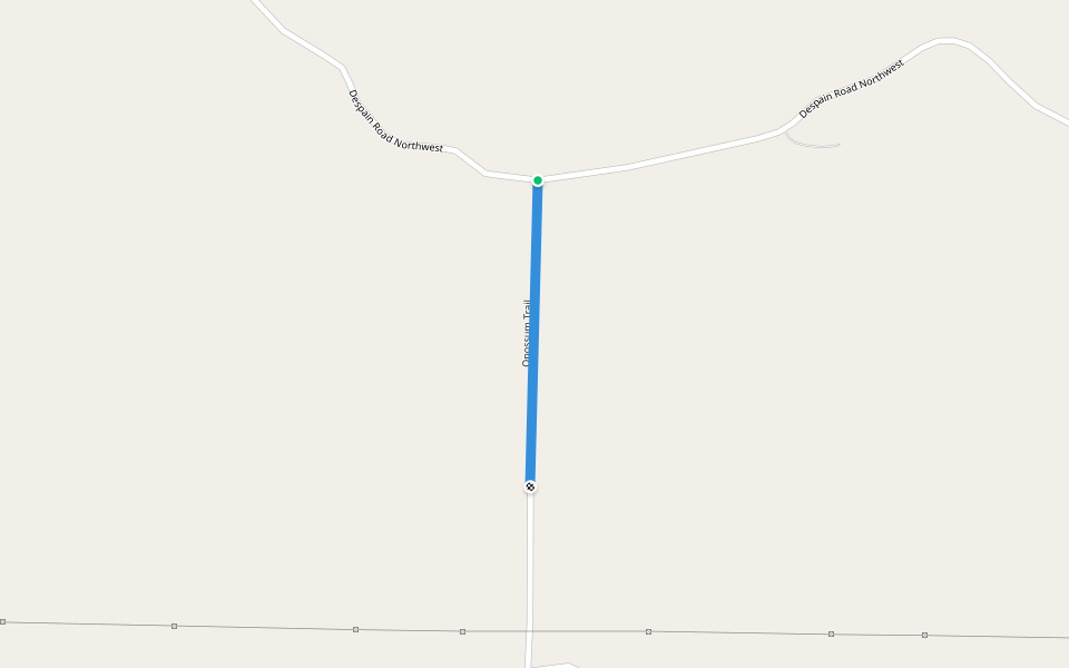 Opossum Trail walking route map in Depauw