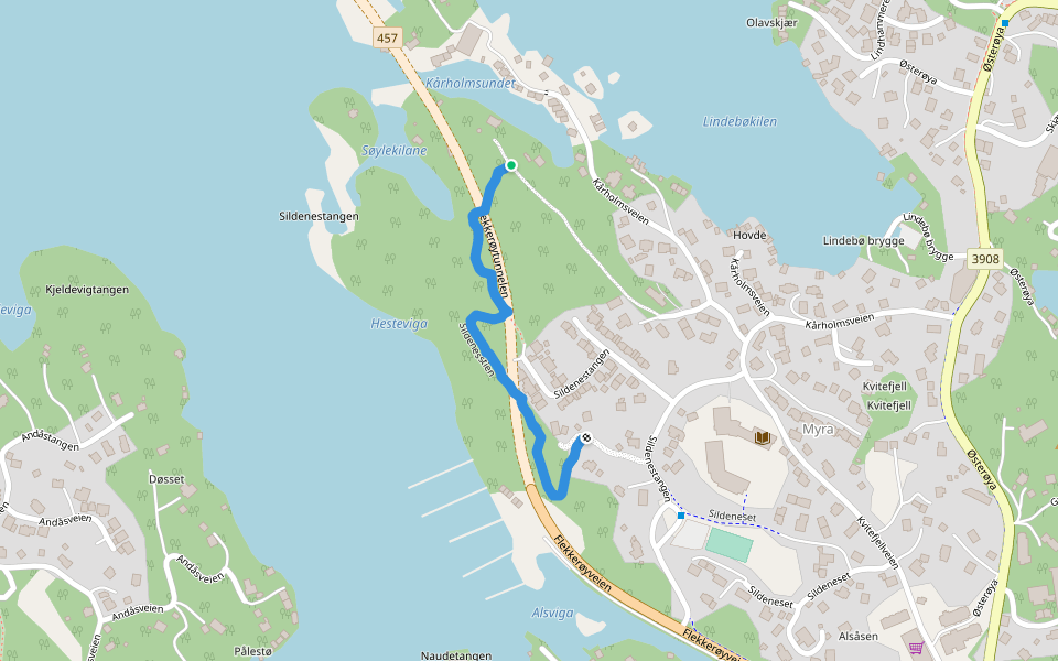 Sildenesstien walking route map in Skålevik