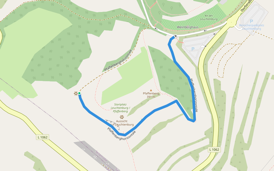 Pfaffenberghorizontale walking route map in Seitenroda