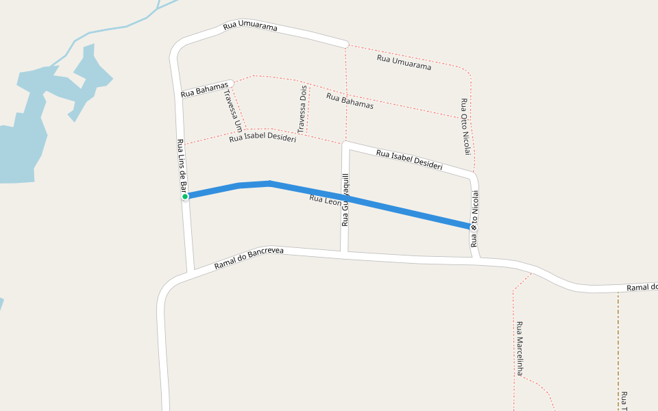 Rua Leon walking route map in Manaus