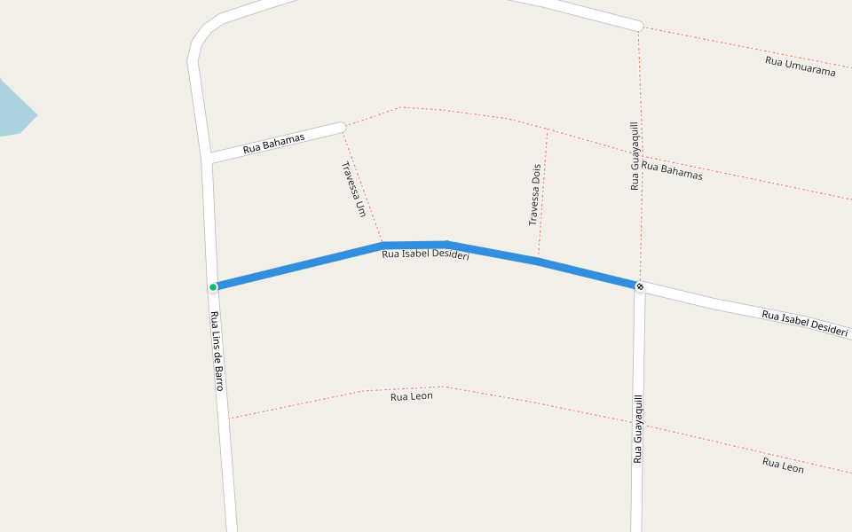 Rua Isabel Desideri walking route map in Manaus