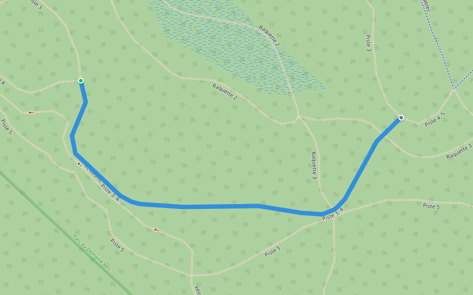 Piste 3, 4 walking route map in Mirabel