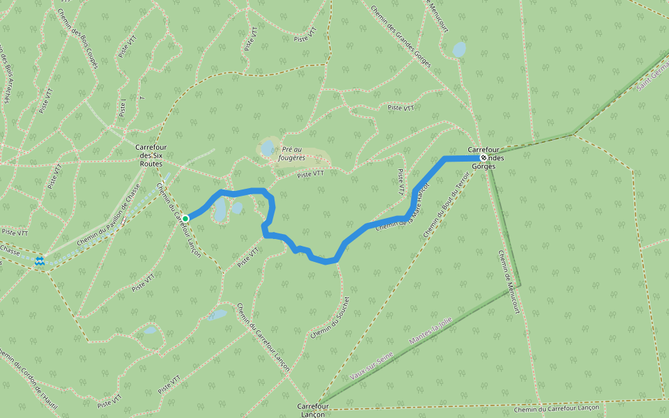 Chemin de la Mare Haricot walking route map in Vaux-sur-Seine