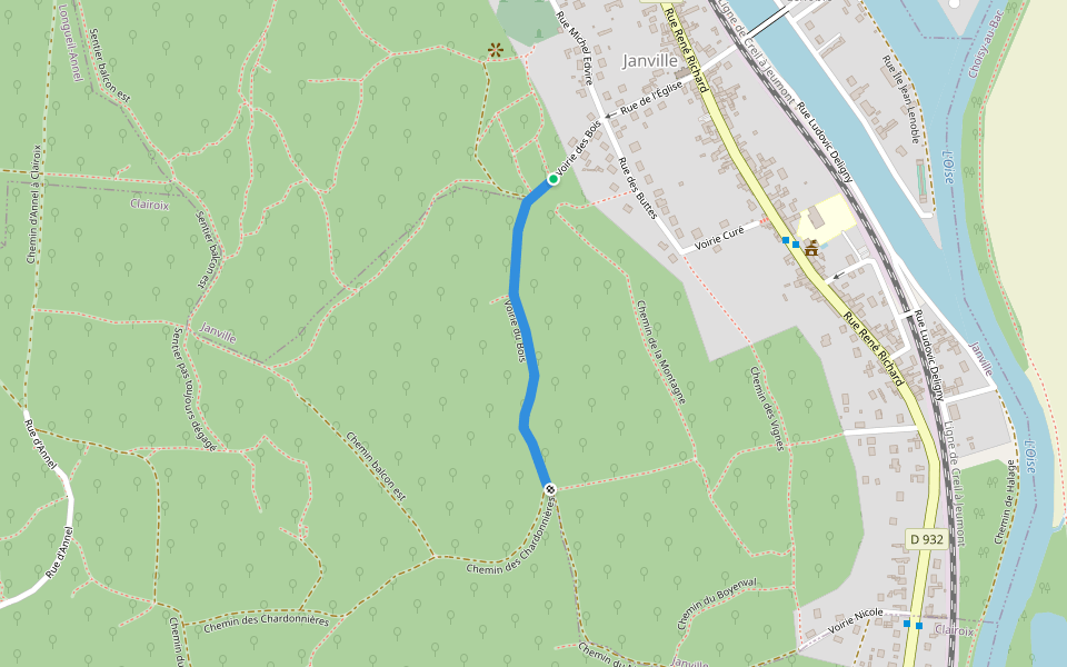 Voirie du Bois walking route map in Janville