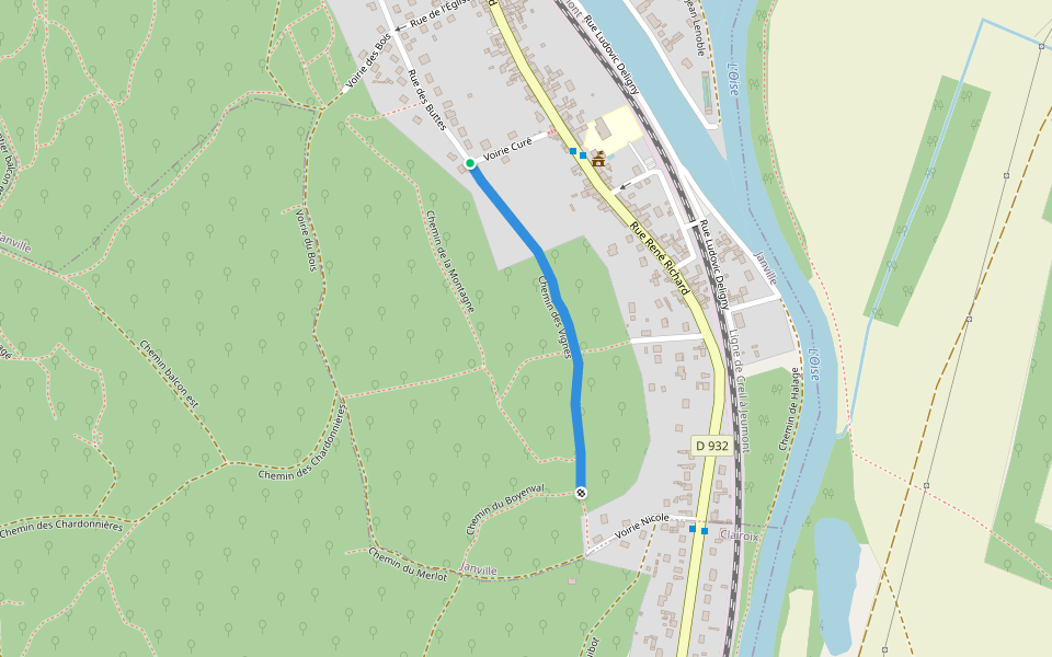 Chemin des vignes walking route map in Janville