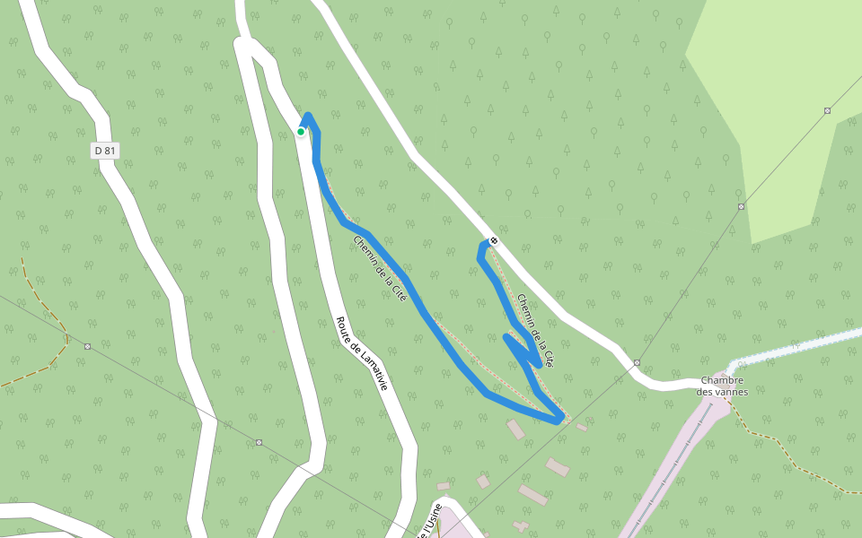 Chemin de la Cité walking route map in Camps-Saint-Mathurin-Léobazel