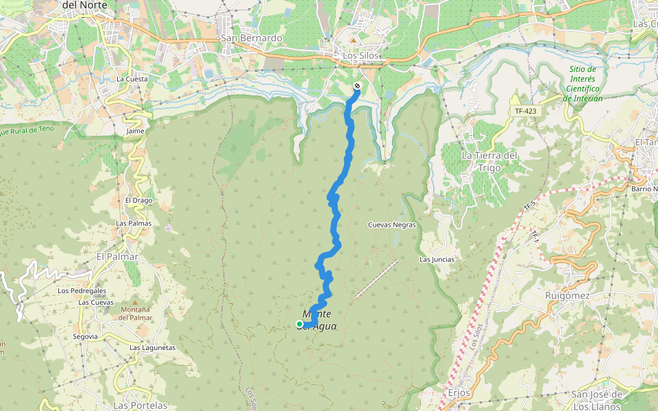 Camino de las Moradas walking route map in Los Silos