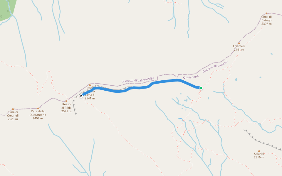 Uomo Tondo - Rosso di Ribia walking route map in Onsernone
