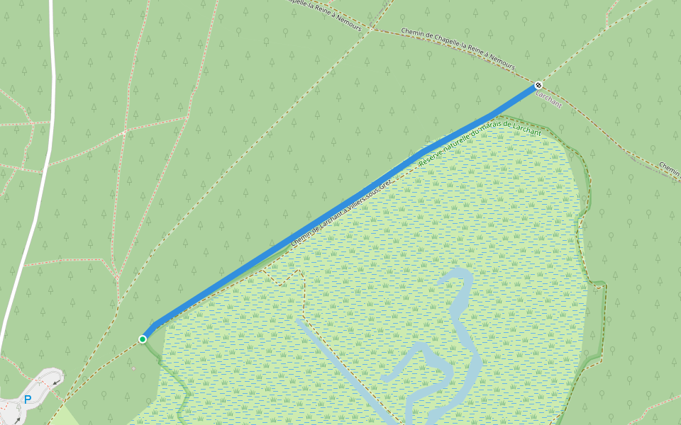 Chemin de Larchant à Villiers-sous-Grez walking route map in Larchant