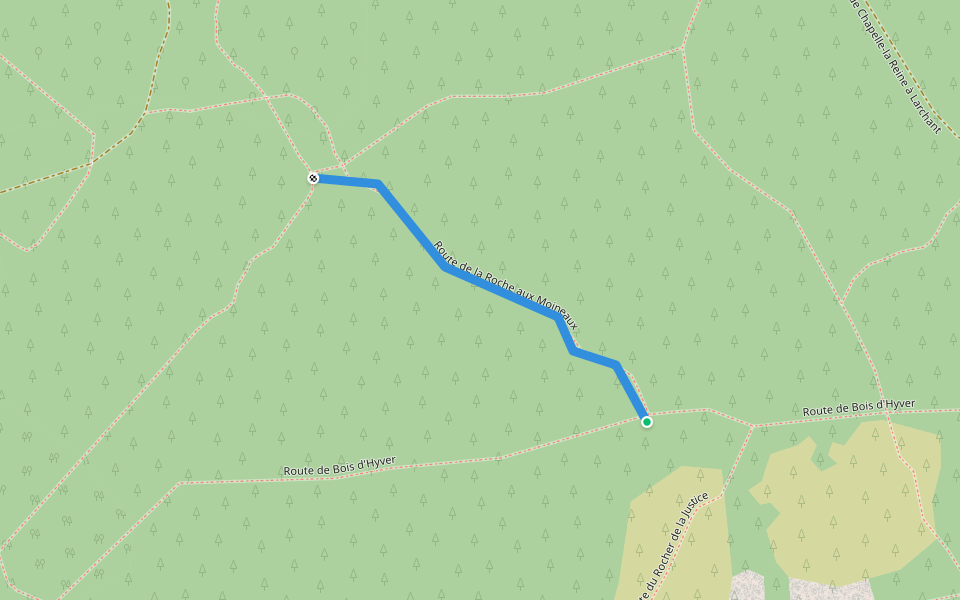 Route de la Roche aux Moineaux walking route map in Larchant