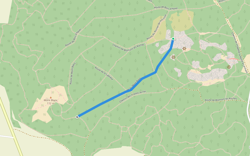 Route du Mont Blanc walking route map in Larchant