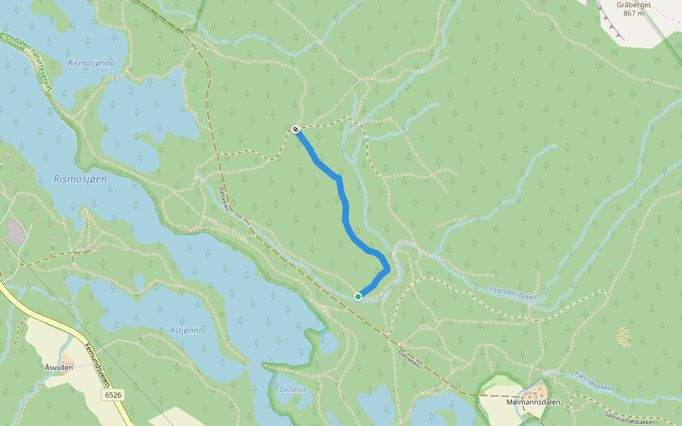 Styggdalsegga walking route map in Røros