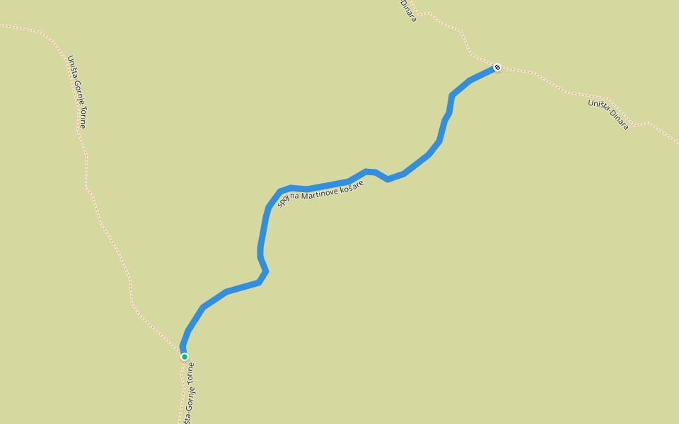 spoj na Martinove košare walking route map in Kijevo