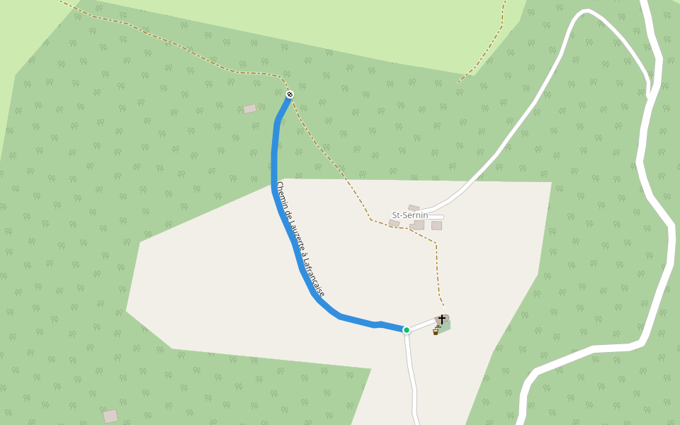 Chemin de Lauzerte à Lafrançaise walking route map in Lauzerte