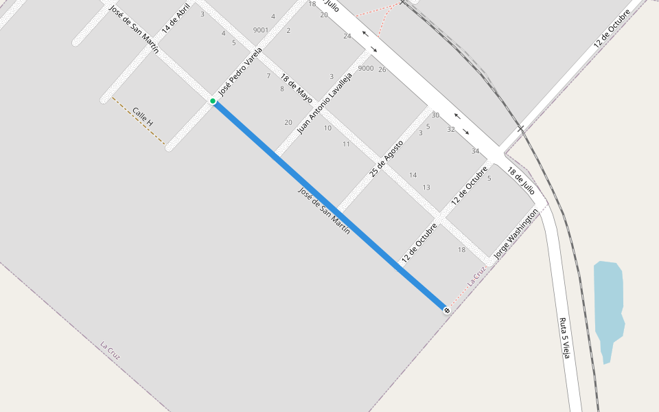 José de San Martín walking route map in Cerro Chato