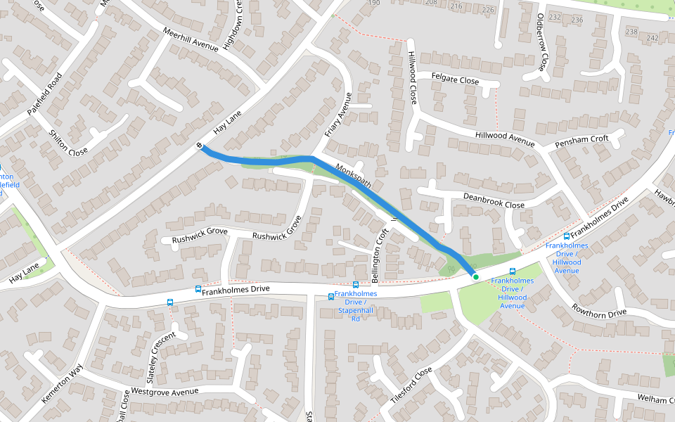 Monkspath walking route map in Shirley