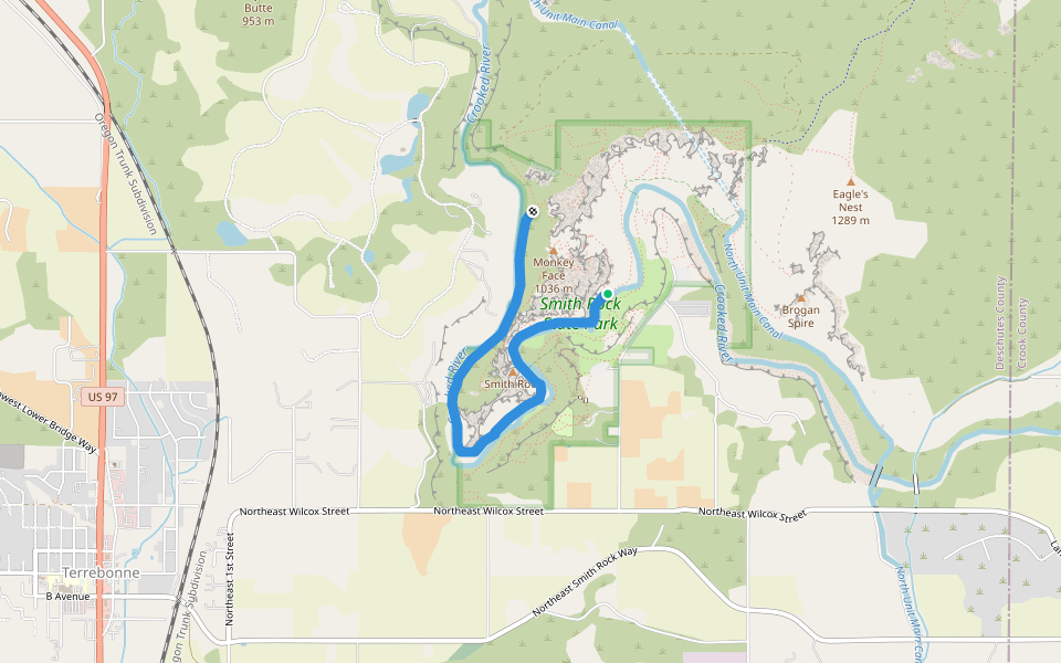 River Trail walking route map in Terrebonne