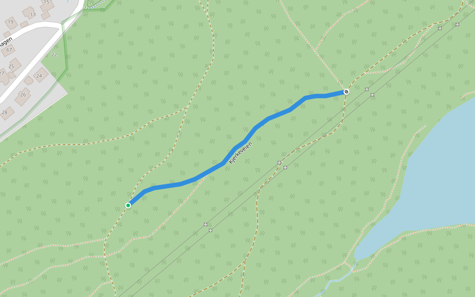 Kjerkeveien walking route map in Asker