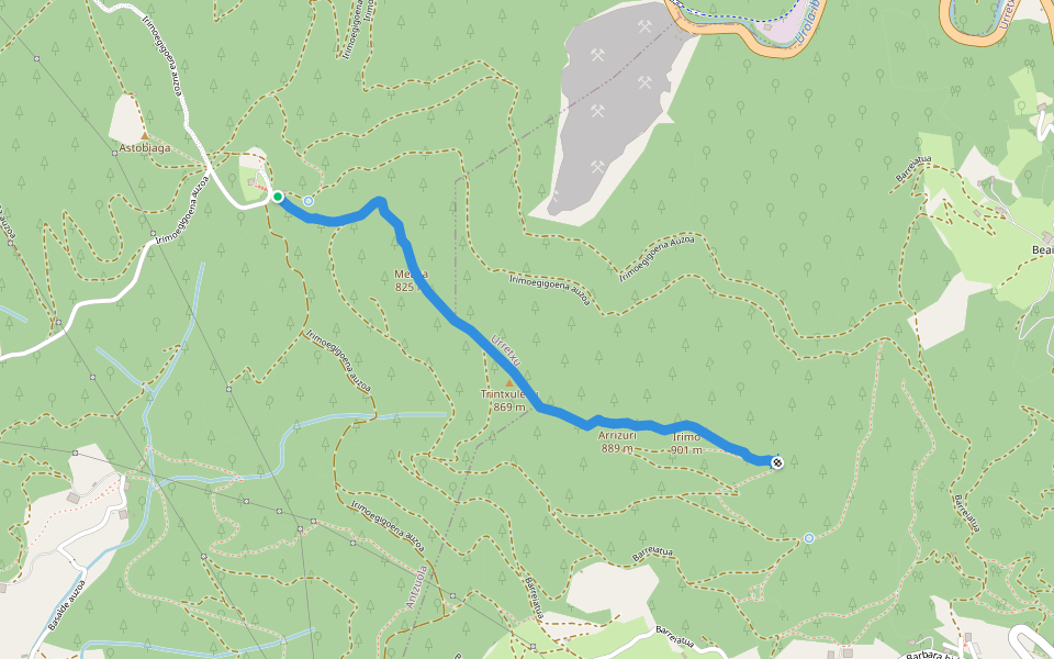 Irimo eta zazpi puntak walking route map in Antzuola