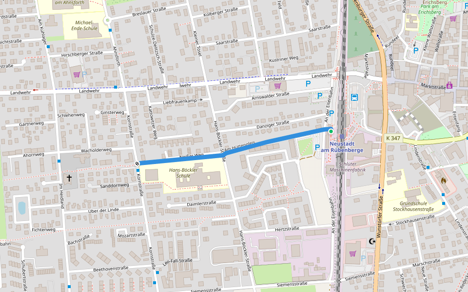 Am Hüttengleis walking route map in Neustadt am Rübenberge