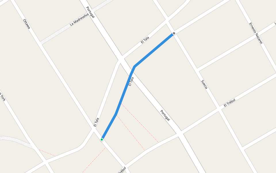 El Tala walking route map in Temperley