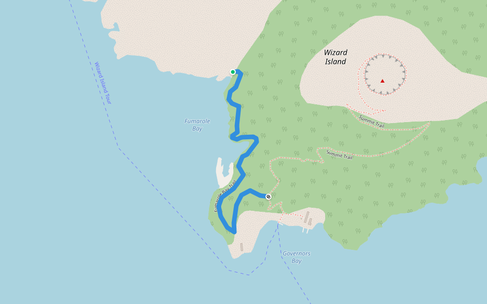 Fumarole Bay Trail walking route map in CRATER LAKE