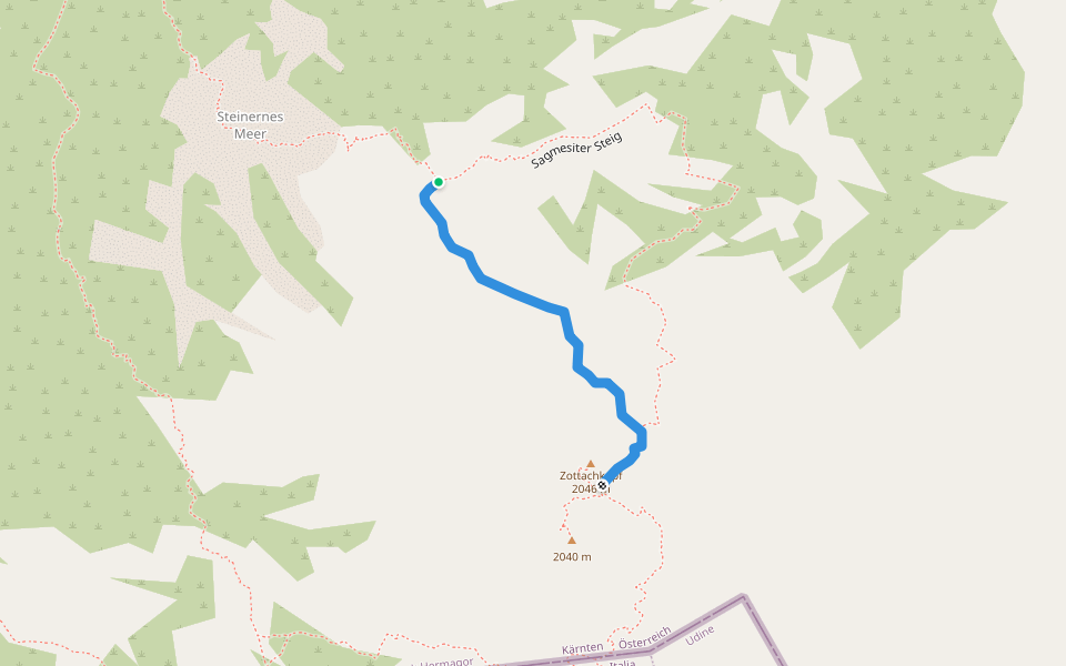 Zottachkofel Klettersteig walking route map in Sonnleiten