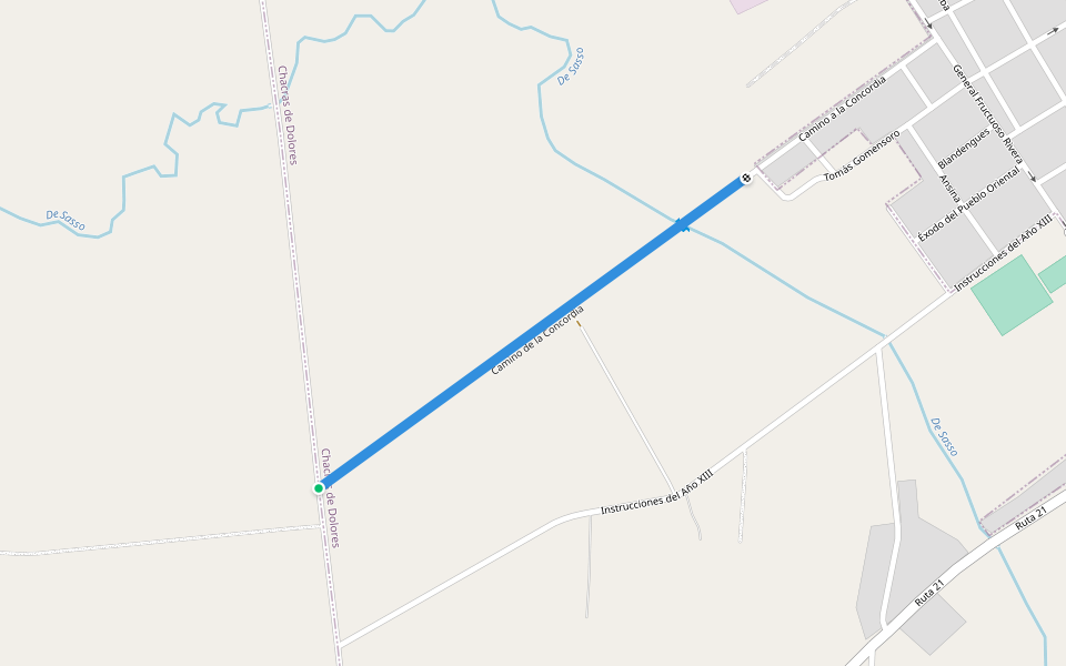 Camino de la Concordia walking route map in Dolores