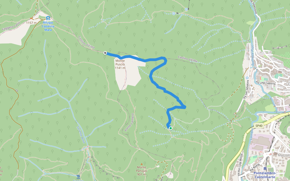 Sentiero del Dos Curnus walking route map in Ponte Lambro
