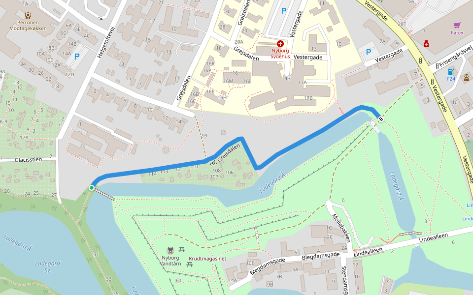 Hf. Grejsdalen walking route map in Nyborg