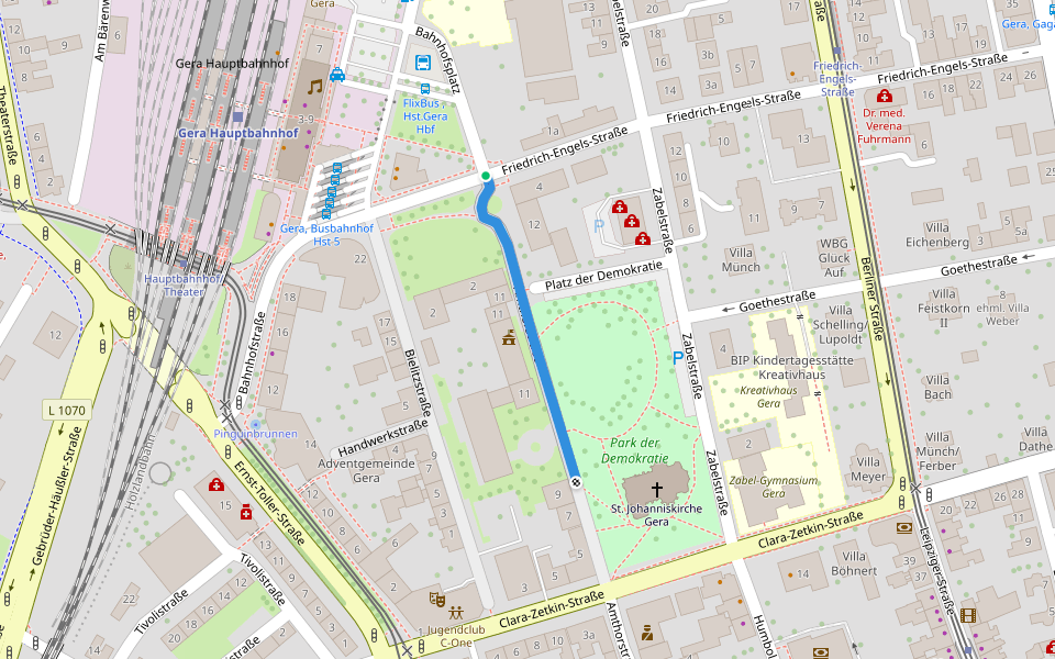 Amthorstraße walking route map in Gera