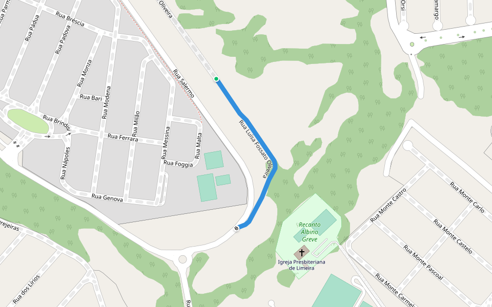 Rua Luísa Fossato Oliveira walking route map in Limeira