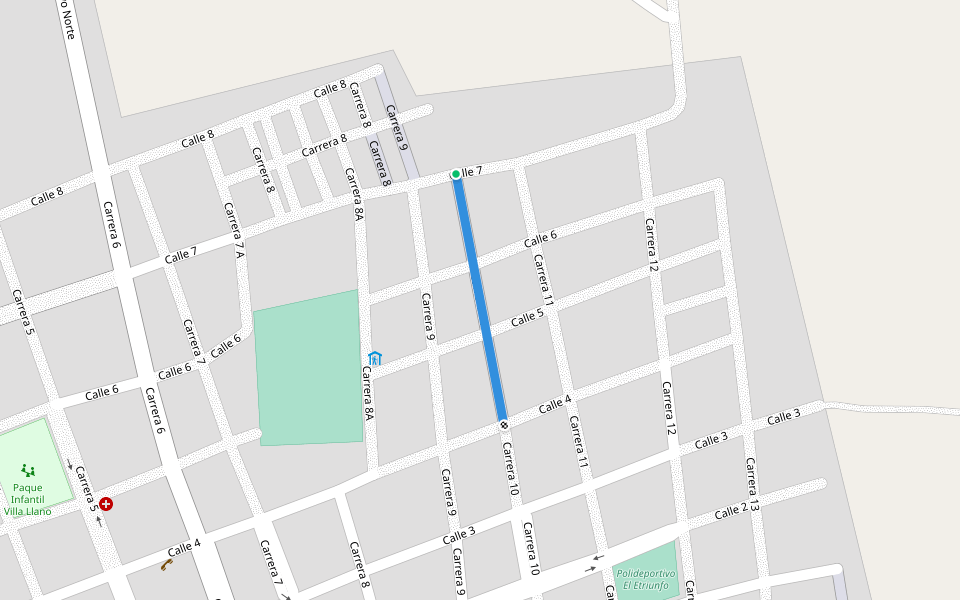 Carrera 10 walking route map in Saravena