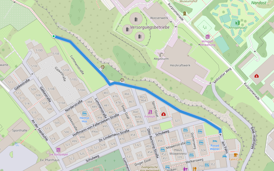 Norderfalm walking route map in Helgoland