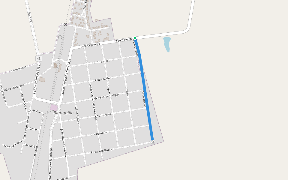 De las Tropas walking route map in Colonia Rossell y Rius