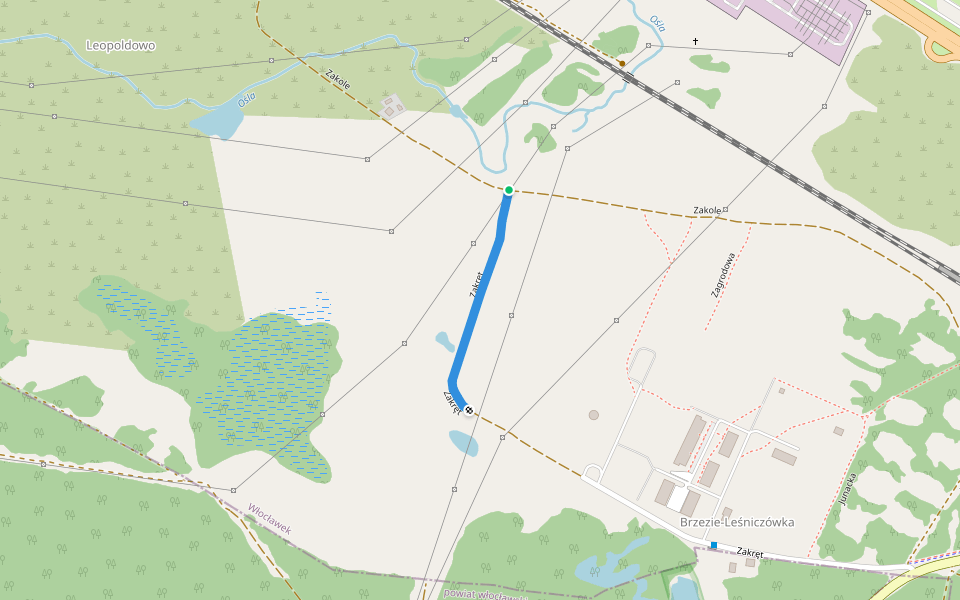 Zakręt walking route map in Włocławek