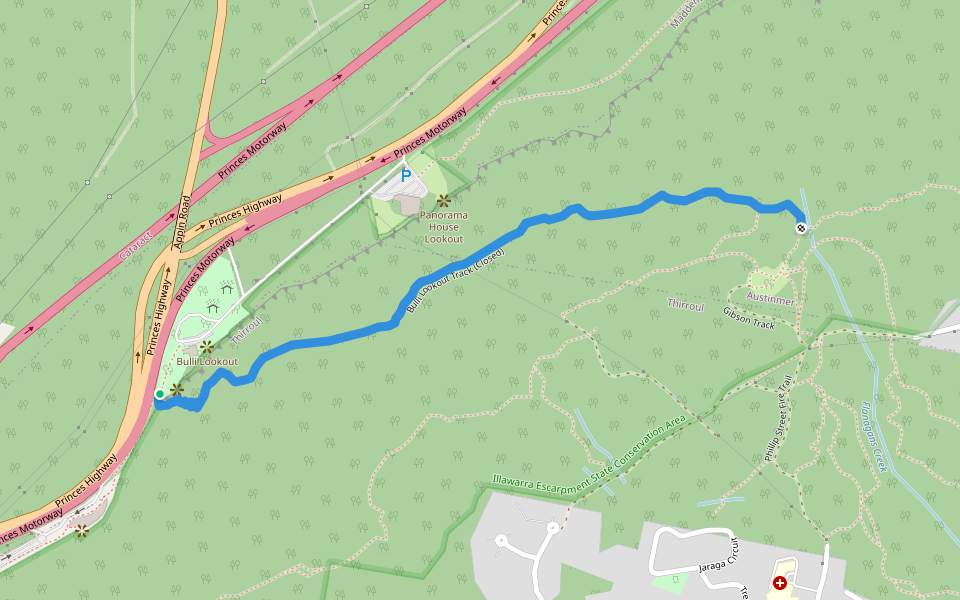 Bulli Lookout Track (Closed) walking route map in Maddens Plains