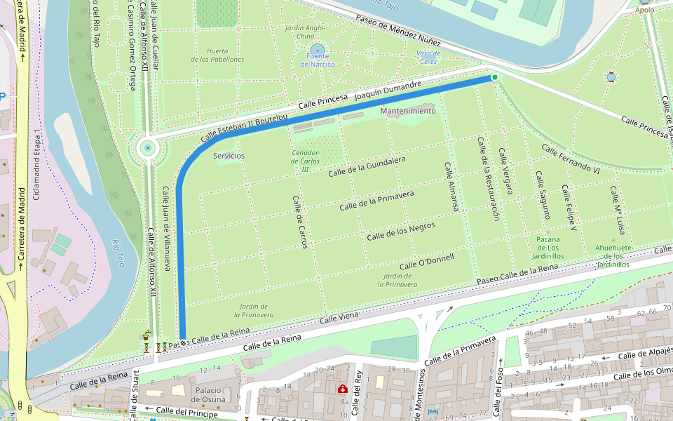 Calle Esteban II Boutelou walking route map in Aranjuez
