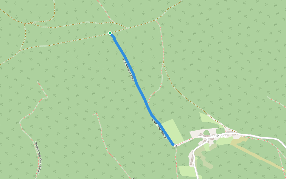 Chemin des Ventes walking route map in Anost