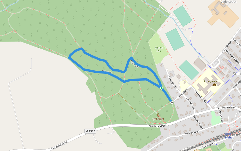 Elljusspår walking route map in Stehag