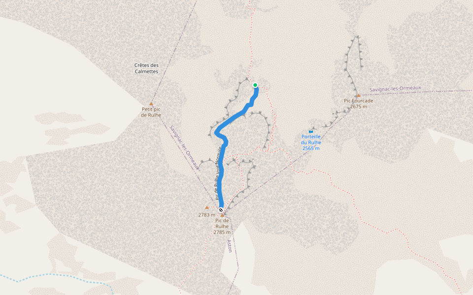 Pic de Rulhe Voie Normale walking route map in Aston